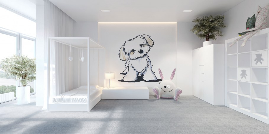 Интерьер белой детской комнаты