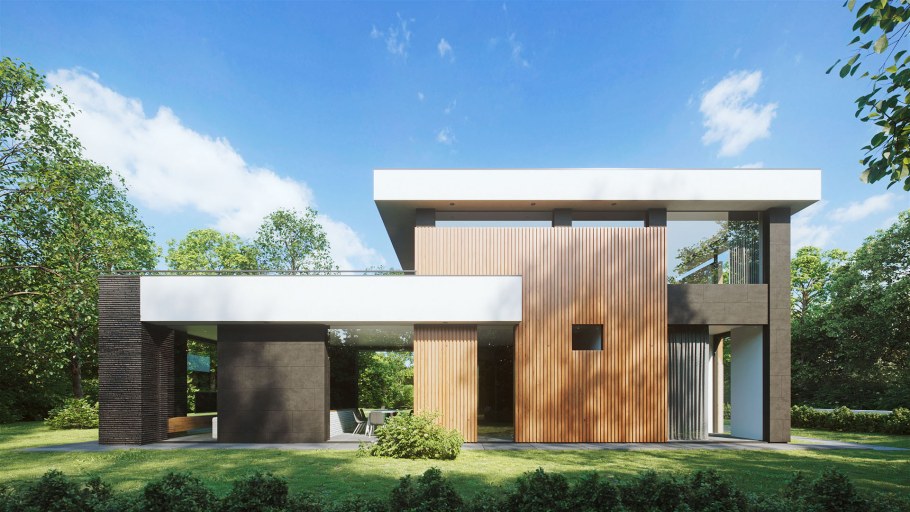 Дом Хай тек с террасой