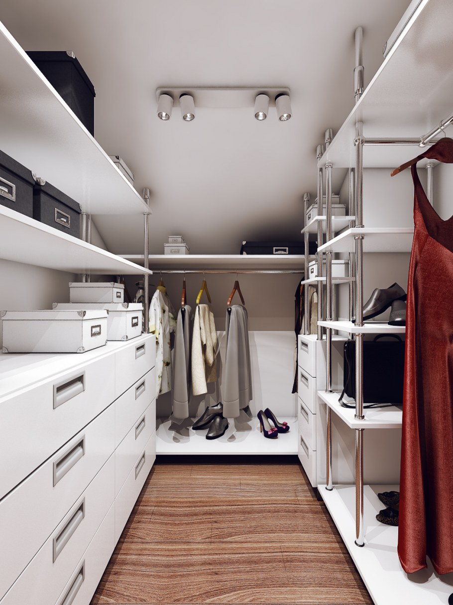 Отделка гардеробной комнаты