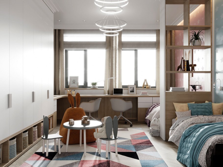 Стиль Контемпорари в интерьере детской для девочек