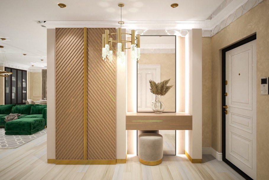 Отделка деревянными рейками