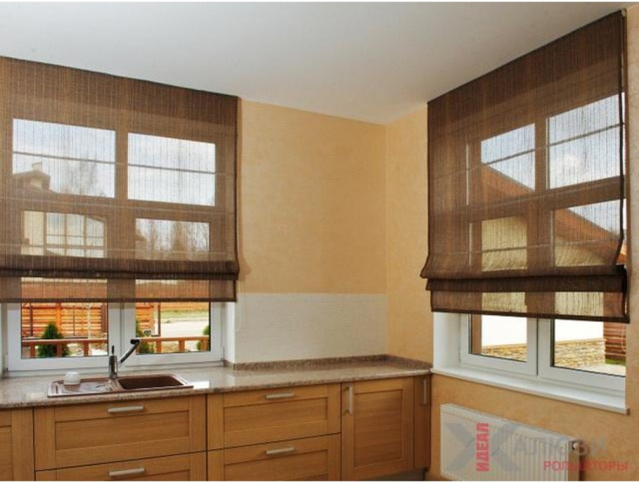 Римские шторы на эркерные окна