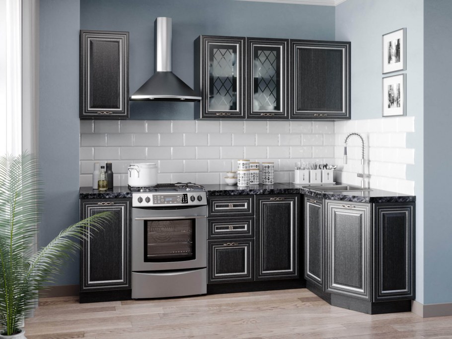 Кухня Италия (чёрный/дуб темный)