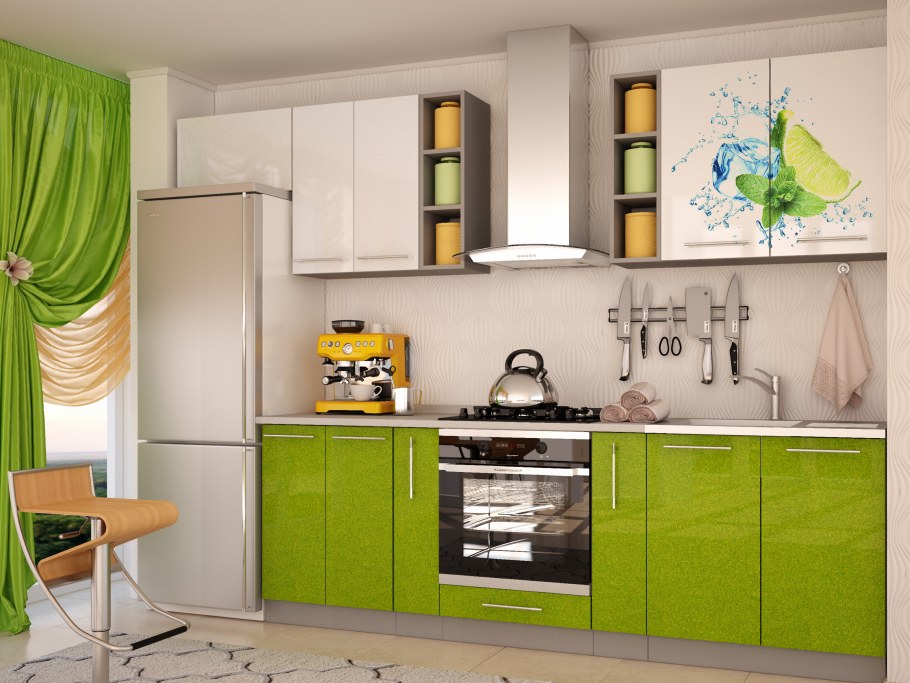 Кухонный гарнитур риал k-59 оранжевый 1800