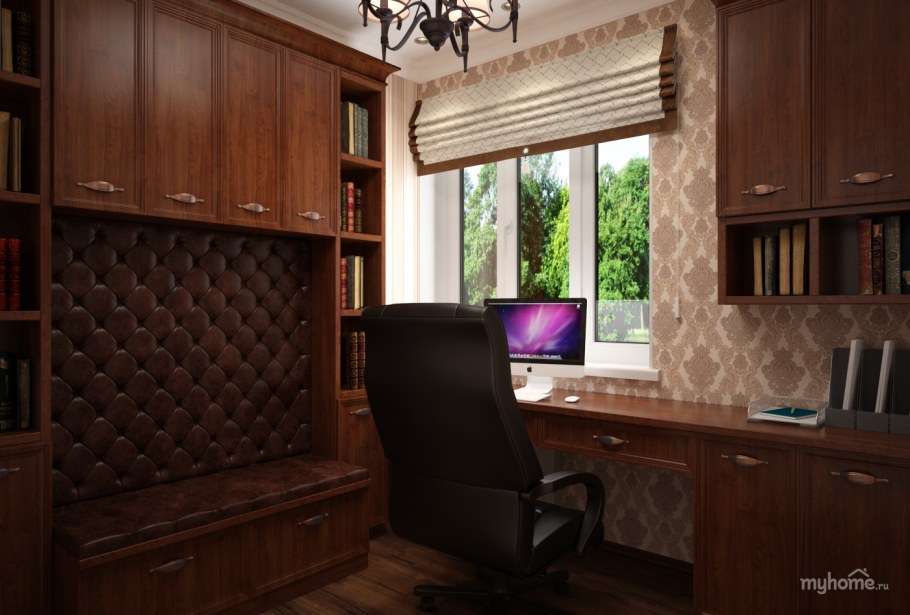 Кабинет в прямоугольной комнате