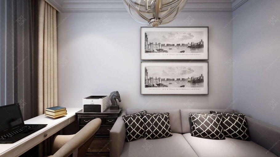 Интерьер домашней библиотеки кабинета