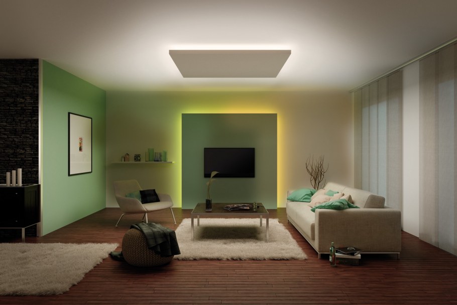 Комната с зеленым освещением