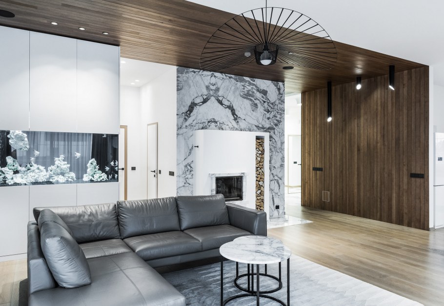 Мрамор и дерево в интерьере