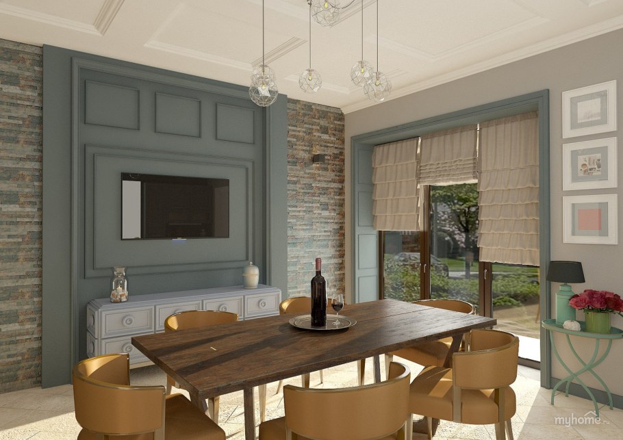 Внутренняя отделка кухни Рендеринг