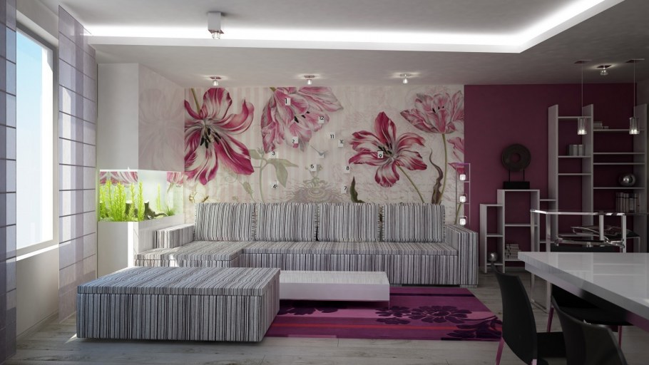 Сочетание обоев в интерьере