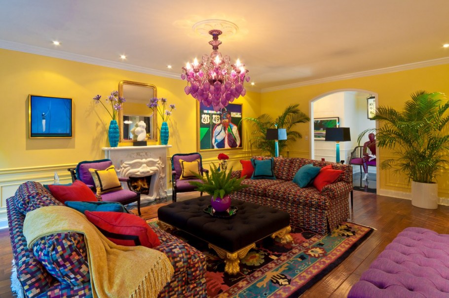 Сиреневый и желтый в интерьере