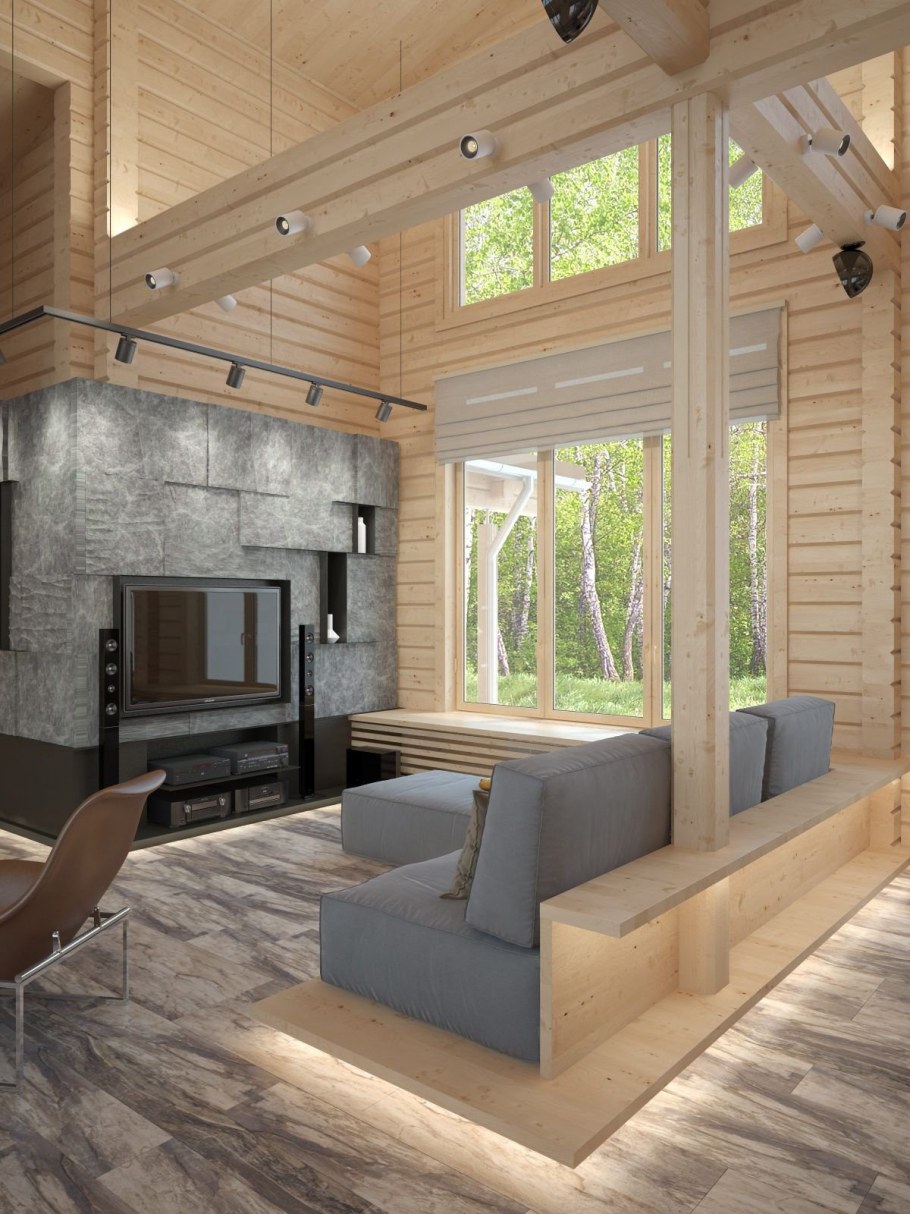 Двухэтажная гостиная