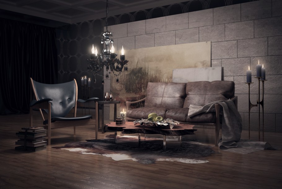 Интерьер темный гранж