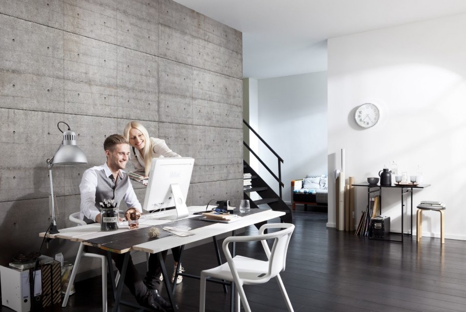 Бетонные стены в интерьере