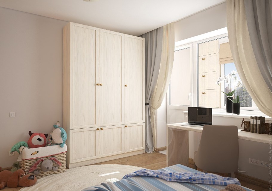 Рабочее место у окна в комнате подростка