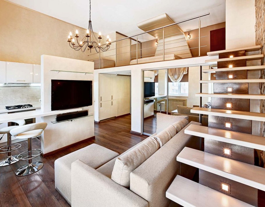 Двухуровневая гостиная