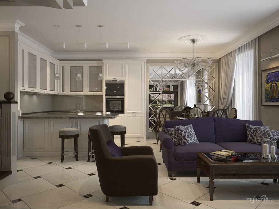 Двухуровневые квартиры в стиле современная классика