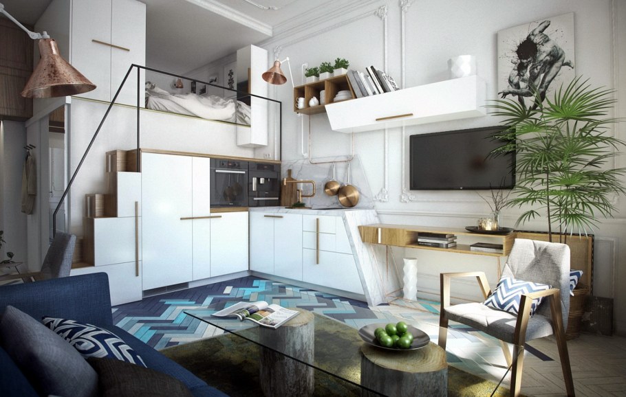 Кухня в двухуровневой квартире