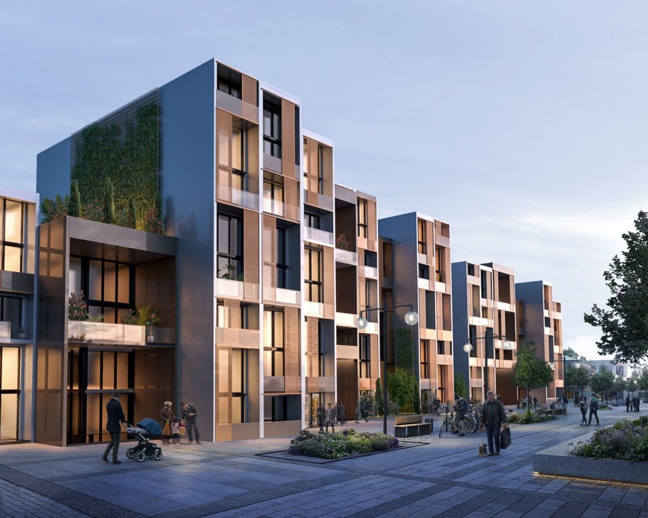 Визуализация микрорайона средней этажности