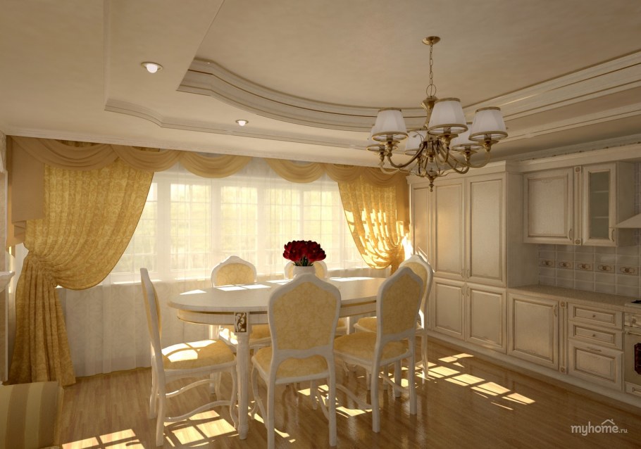 Двухуровневый потолок в классическом стиле