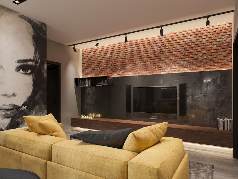 Телевизор в интерьере лофт