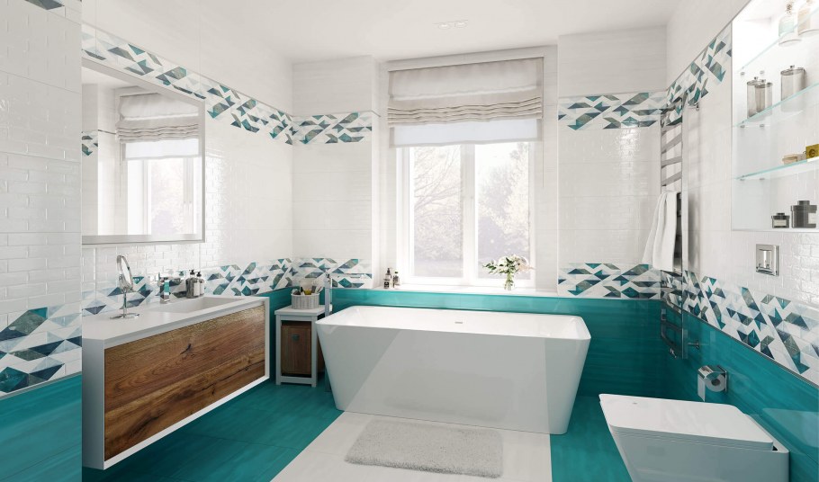 Ванная в изумрудном цвете