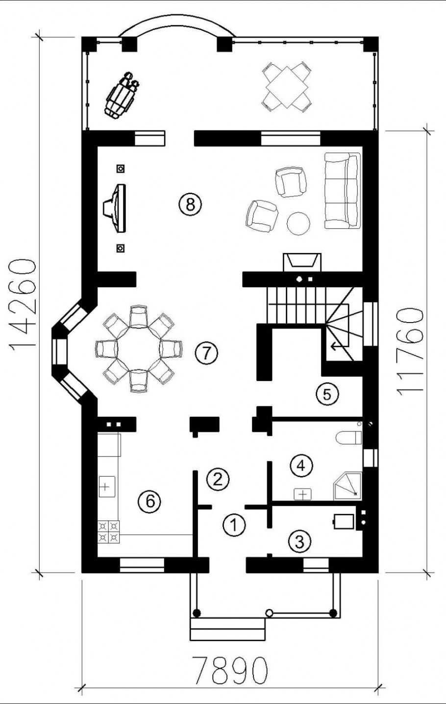 Проект двухэтажного дома лестница сбоку