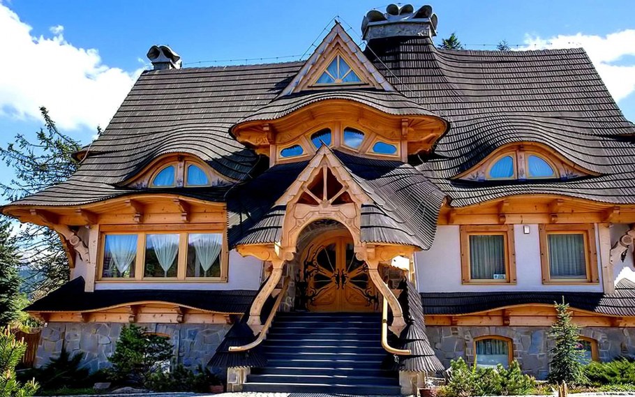 Необычный деревянный дом