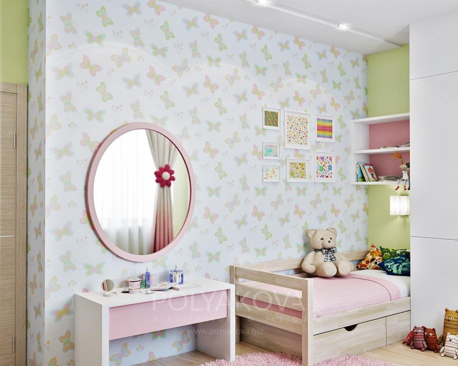 Сочетание обоев в детской