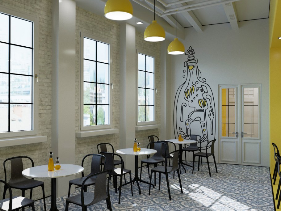 Бюджетный интерьер кафе