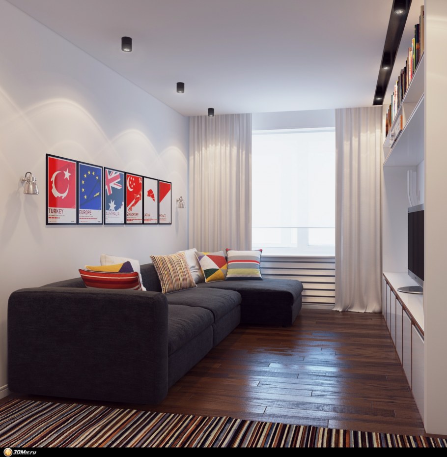 Гостиная в однокомнатной квартире