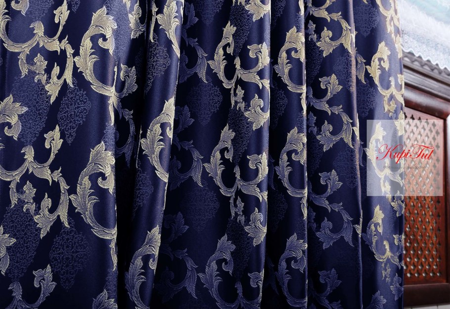 Портьера жаккард голубой