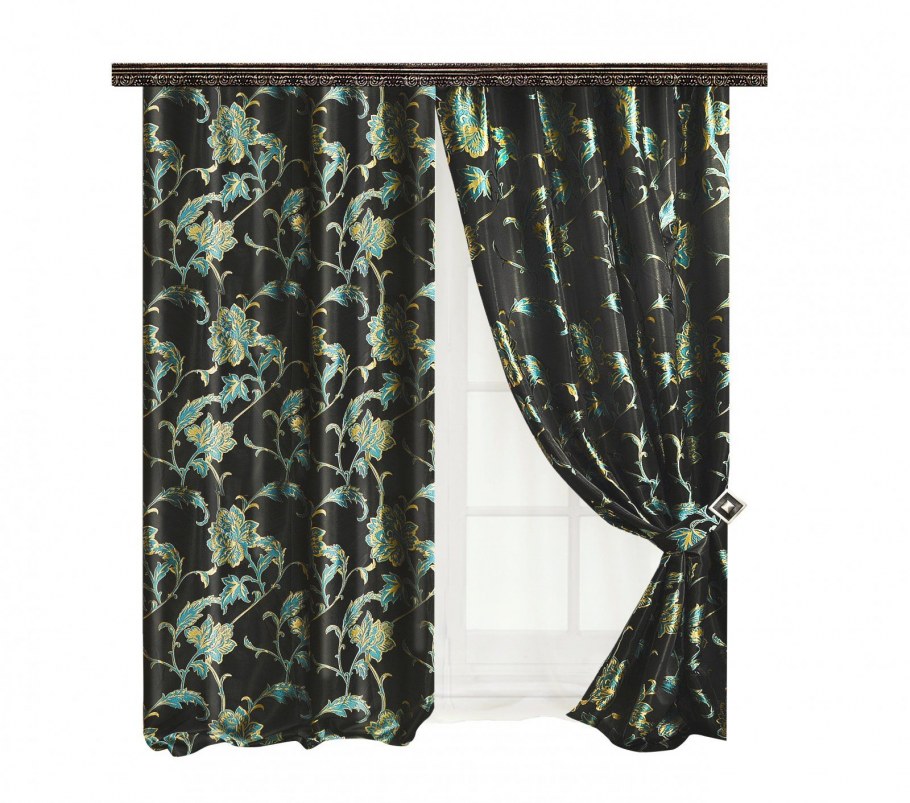 Шторы жаккардовые золотые