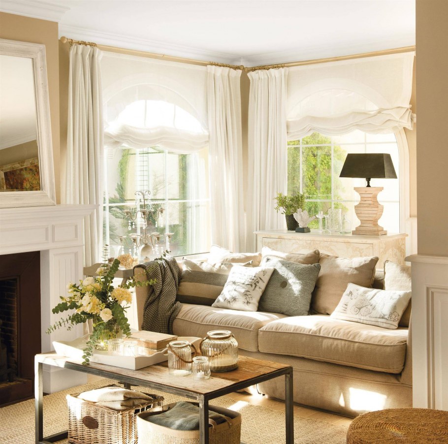 Бежевый диван в интерьере