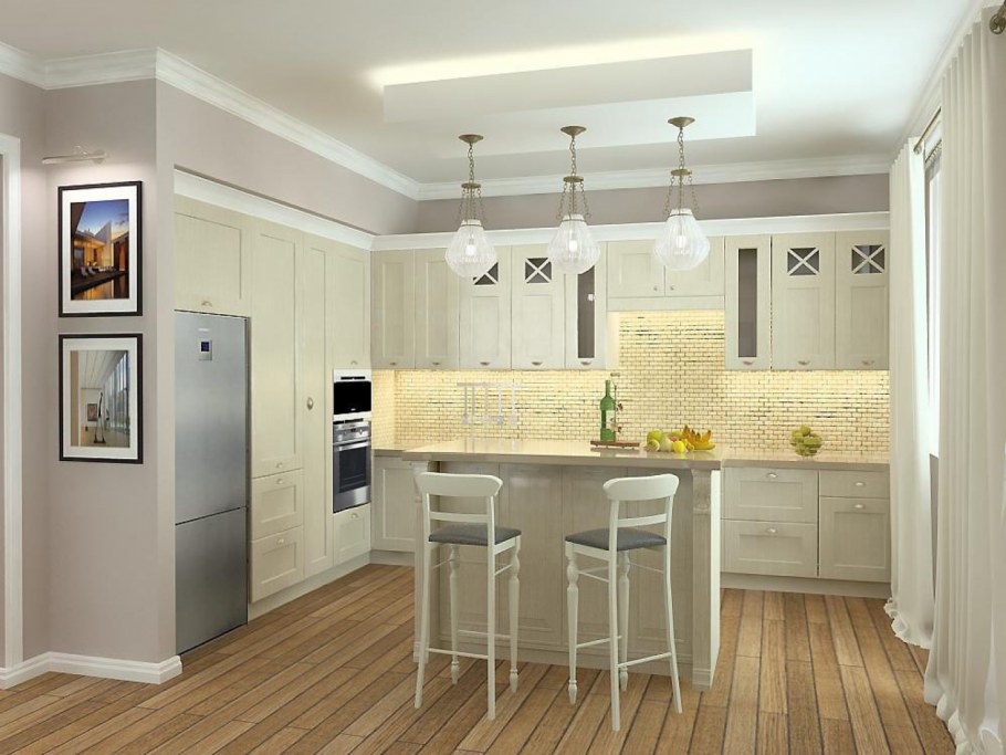 Кухня в светлых пастельных тонах