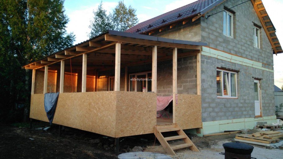 Пристрой к дому из пеноблоков