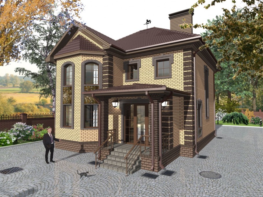 Крыльцо в доме с эркером