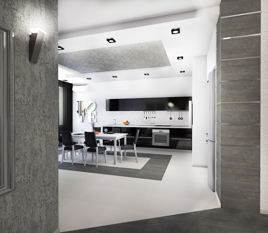 Серая декоративная штукатурка в интерьере