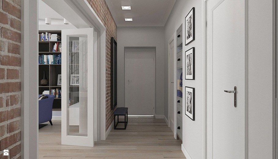 Коридор с белыми дверями в стиле лофт