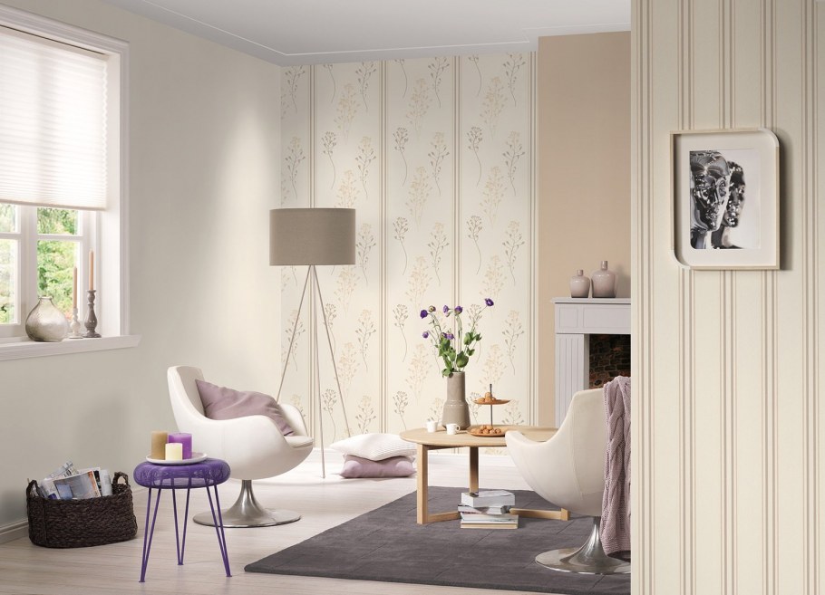 Расцветки обоев для зала