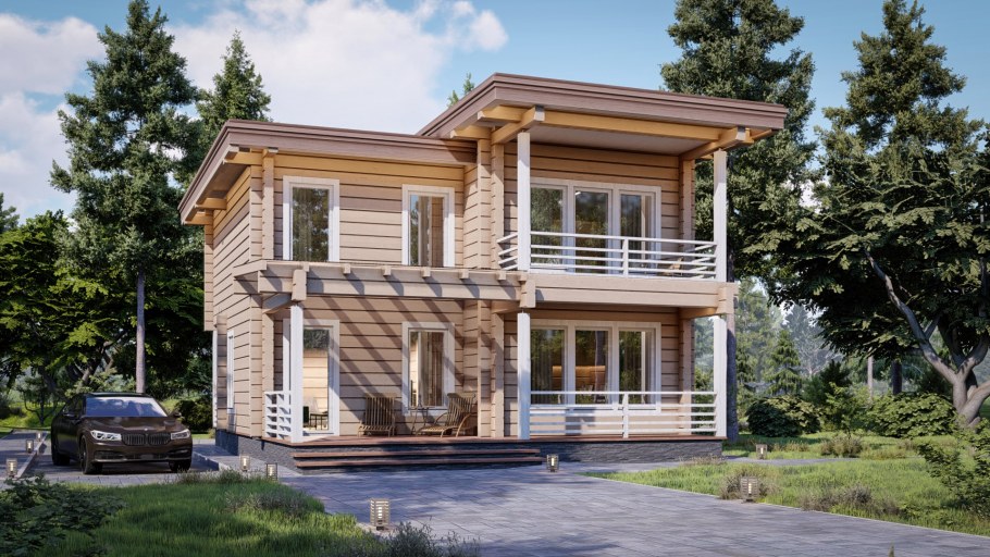 Деревянный дом визуализация