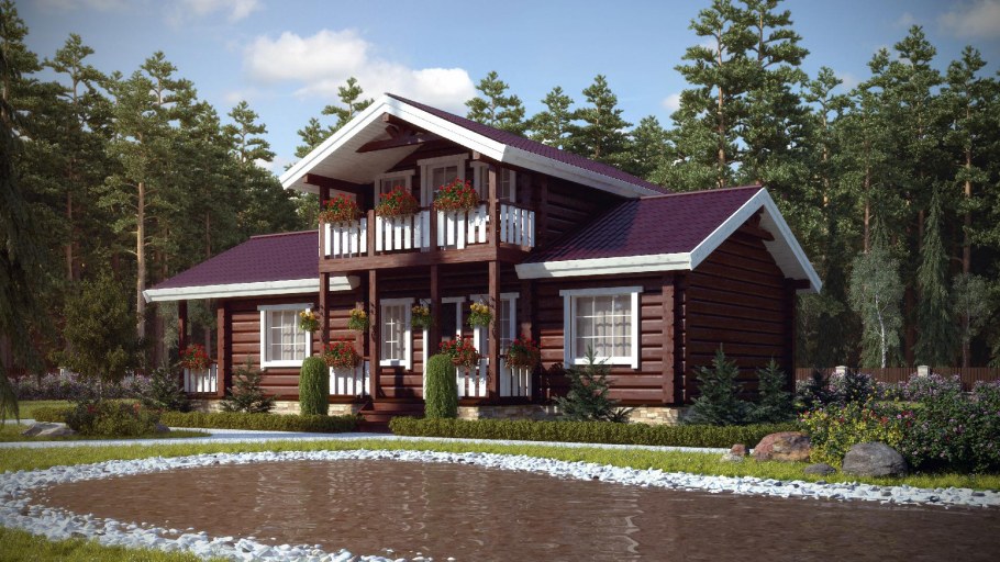 Деревянный дом визуализация
