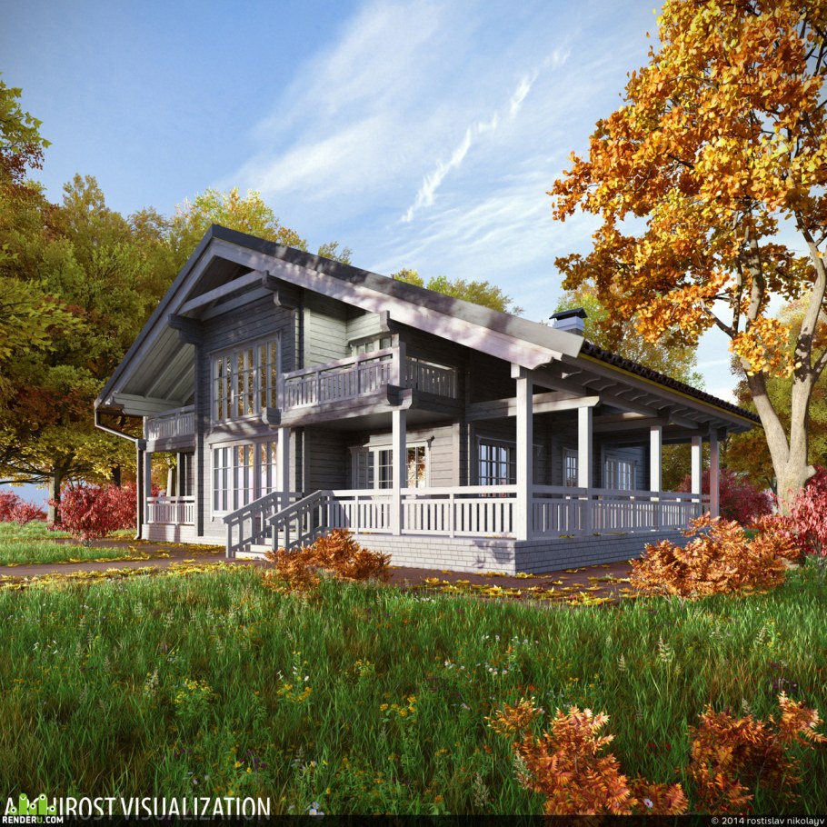 Деревянный дом визуализация