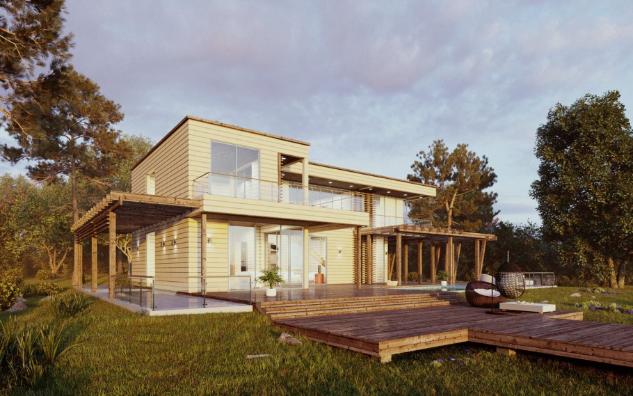 Деревянный дом визуализация