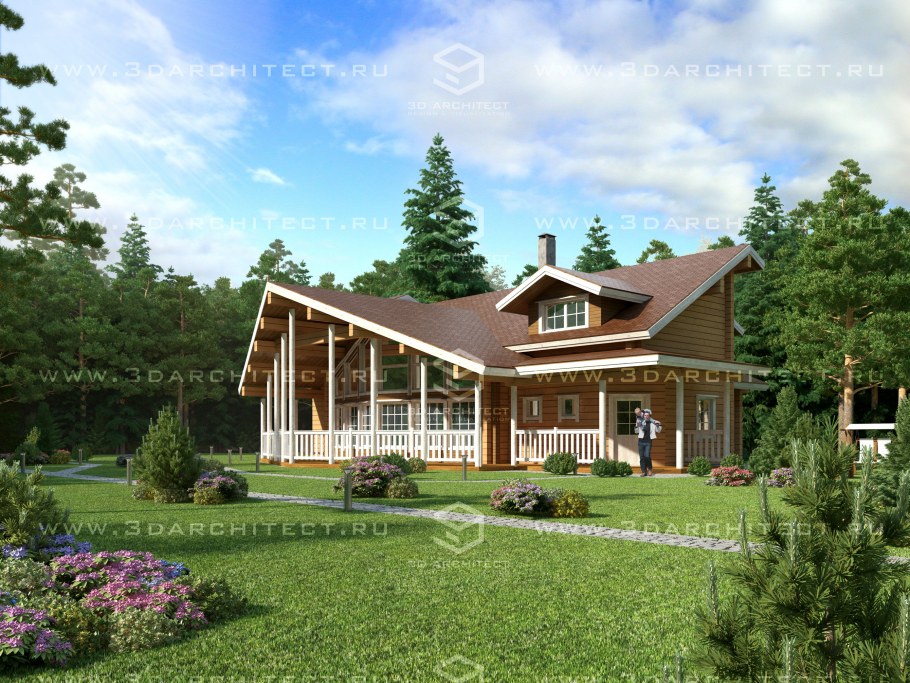 Деревянный дом рендер