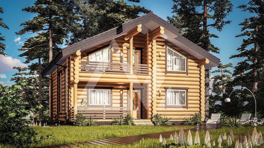 Дом из оцилиндрованного бревна Сояна