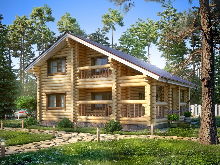 Визуализация дома из бруса