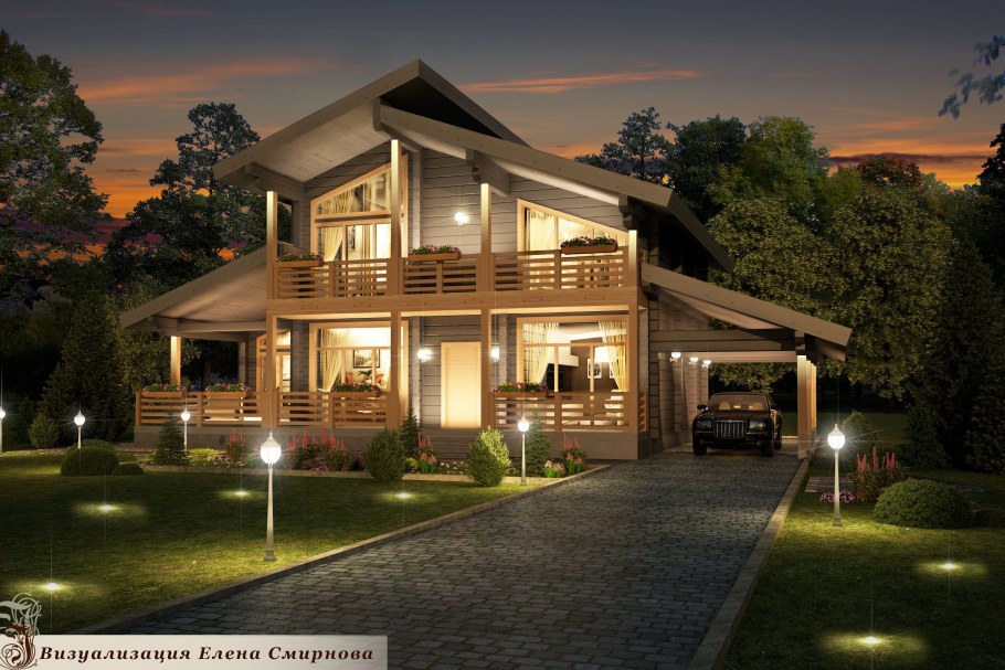 Красивый загородный дом