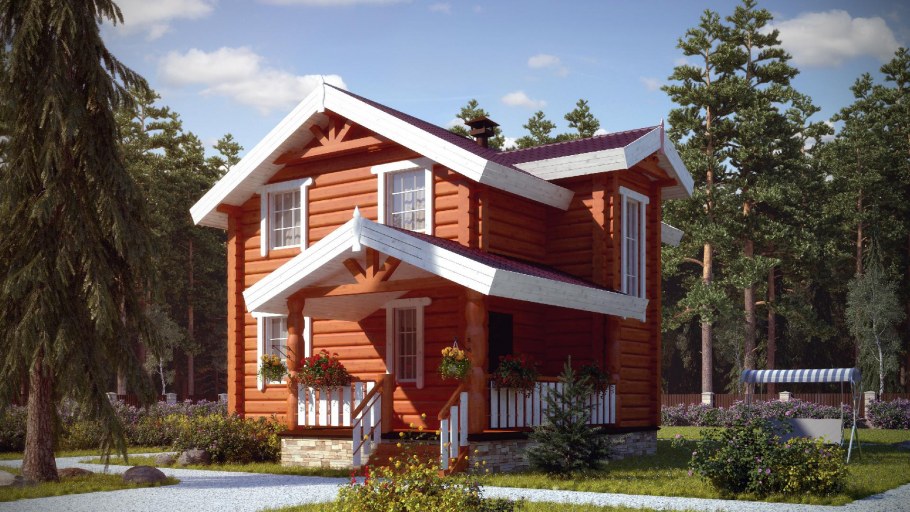 Деревянный дом визуализация