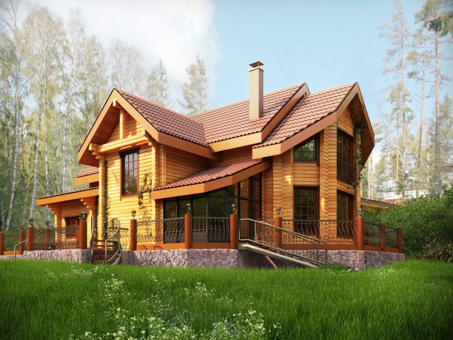 Красивый дом из клееного бруса